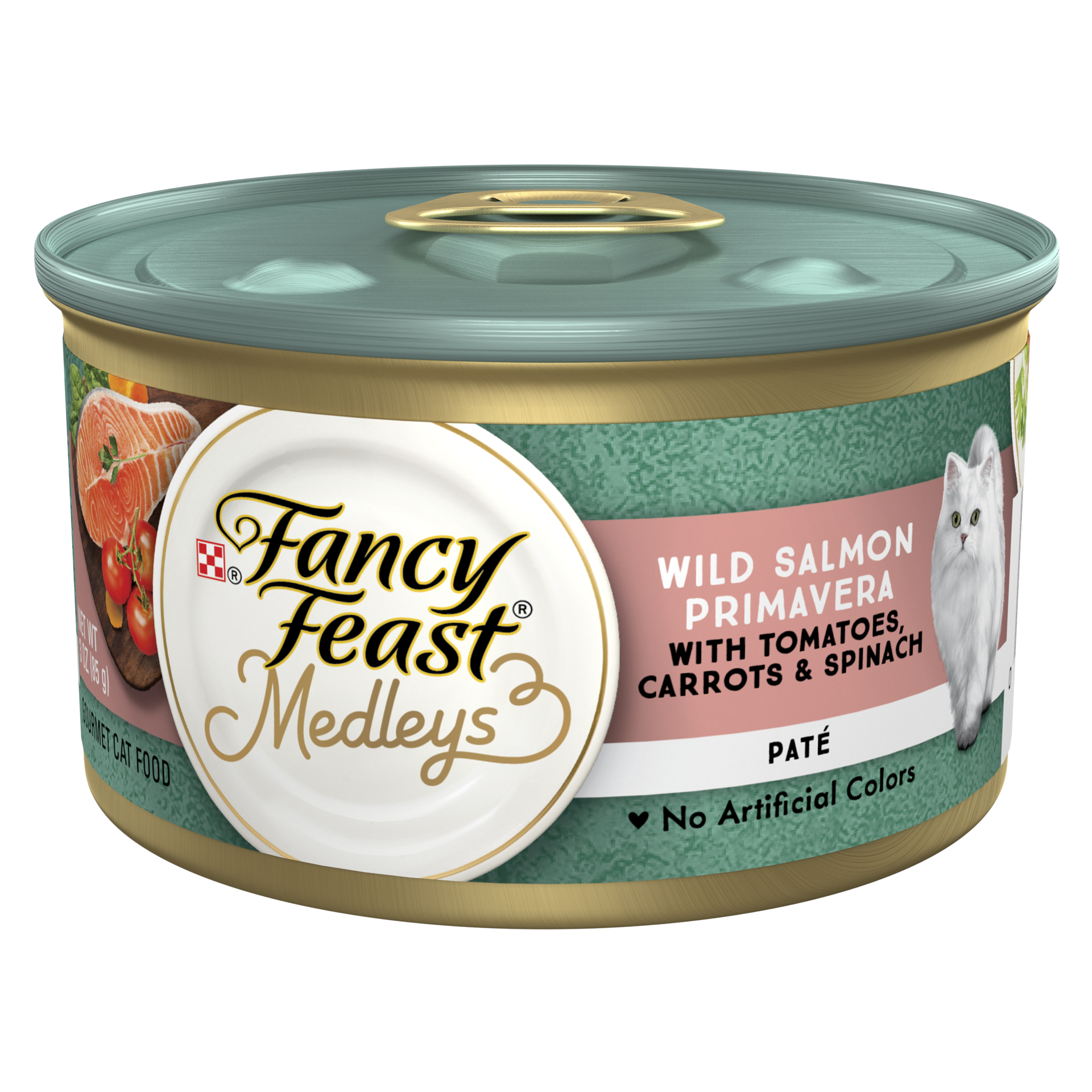 slide 1 of 5, Fancy Feast Purina Fancy Feast Medleys Paté Gourmet Wet Cat Food Wild Salmon Primavera with Garden Veggies & Greens, 