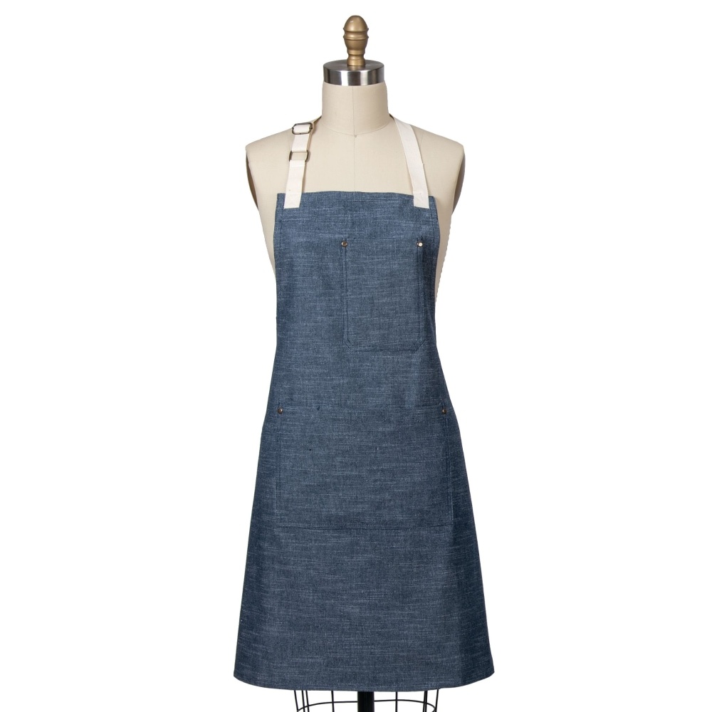 slide 1 of 1, Dash of That Chambray Chef Apron - Navy, 1 ct