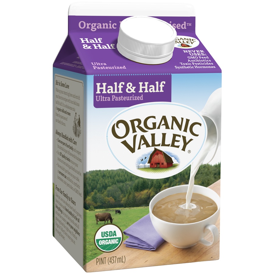 slide 3 of 3, Organic Valley Half And Half Ultra Pasteurized Cream, 16 oz
