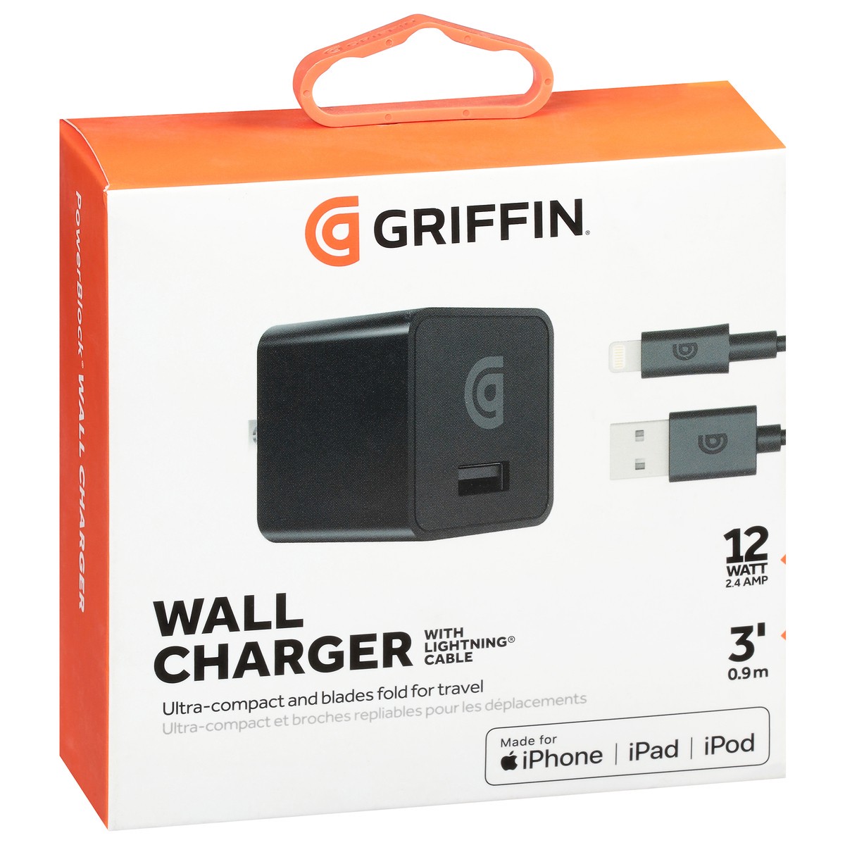 slide 8 of 9, Griffin Bros. with lightning Cable Wall Charger with Lighting Cable 1 ea, 1 ct