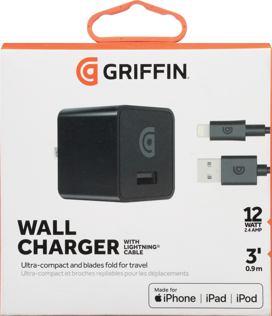 slide 2 of 9, Griffin Bros. with lightning Cable Wall Charger with Lighting Cable 1 ea, 1 ct