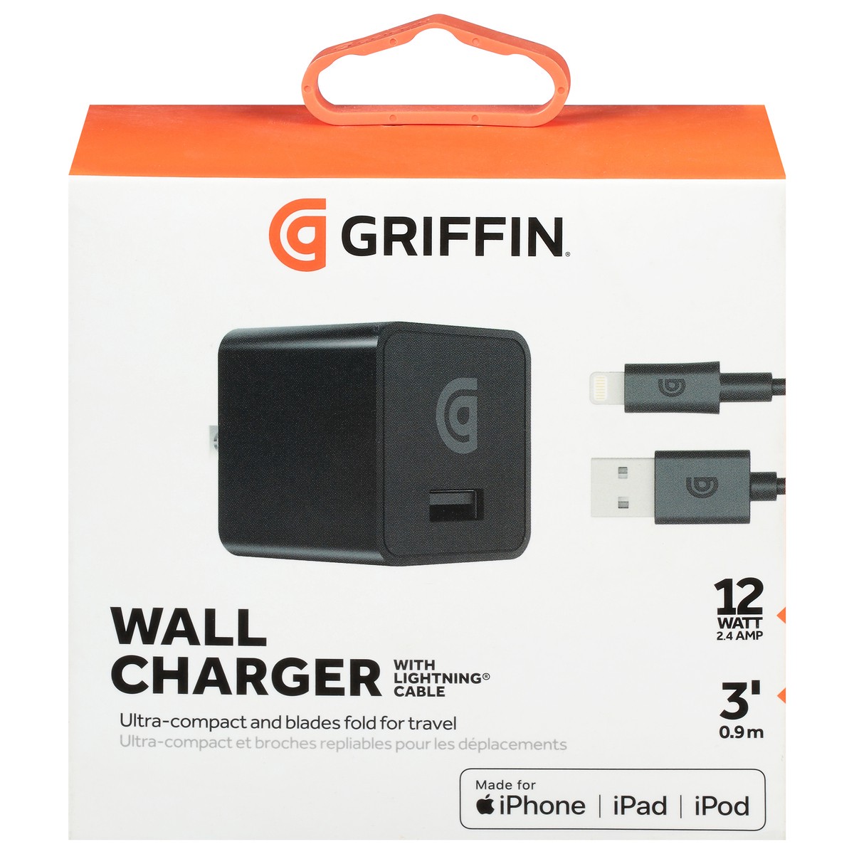 slide 9 of 9, Griffin Bros. with lightning Cable Wall Charger with Lighting Cable 1 ea, 1 ct