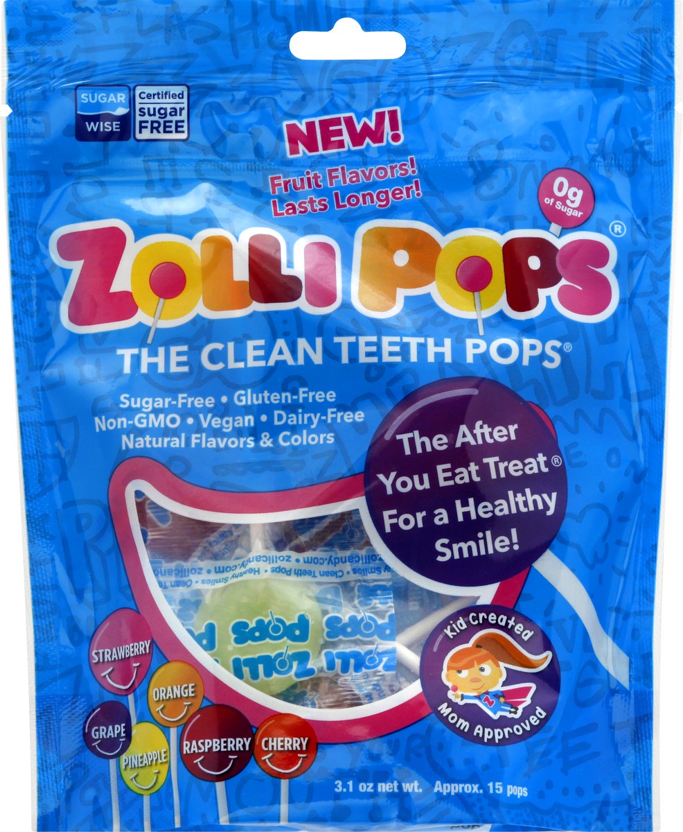 slide 6 of 9, Zollipops Clean Teeth Fruit Flavors Pops 15 ea, 15 ct