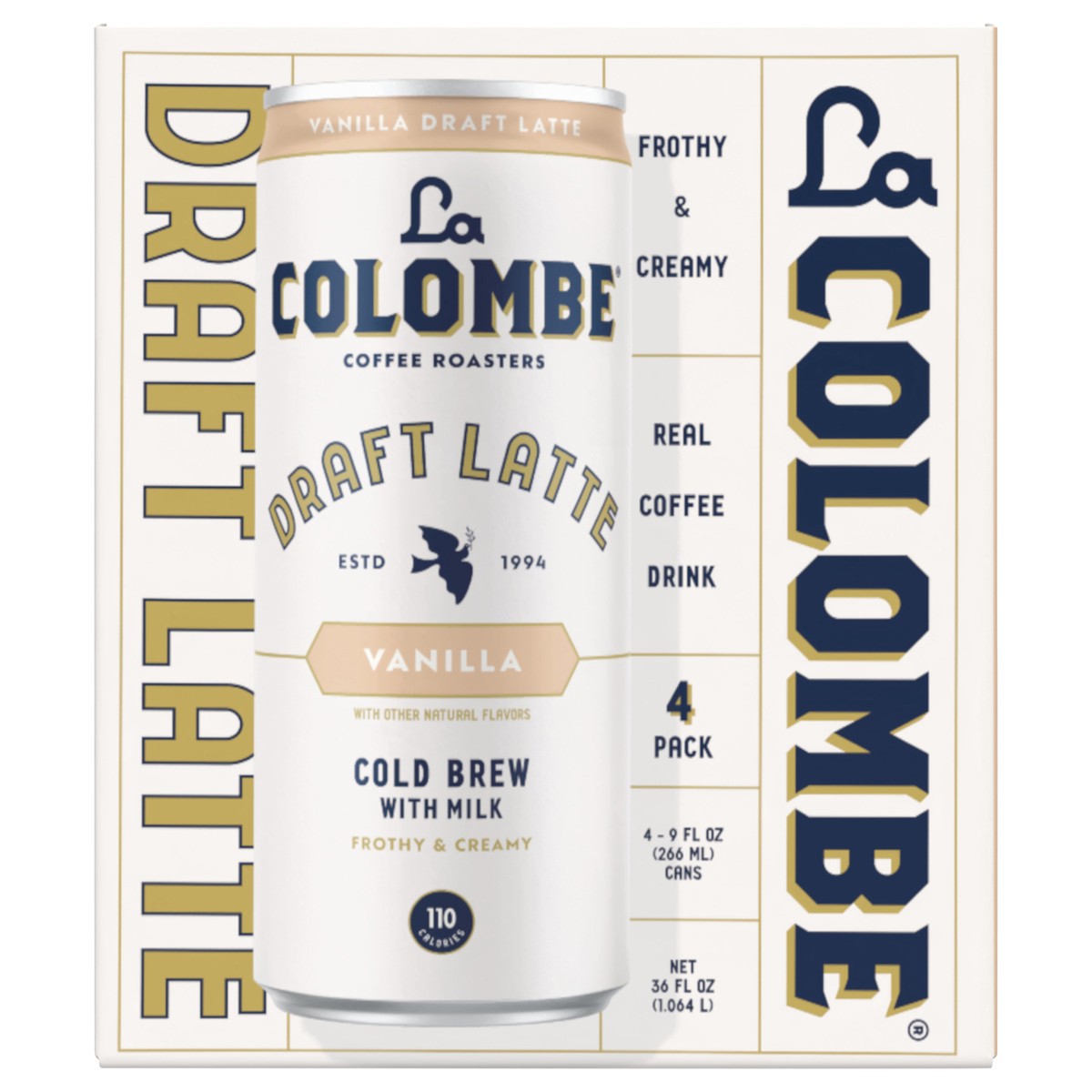 slide 1 of 22, La Colombe Coffee, Vanilla Latte, 9 fl oz Cans, 4 Pack, 9 fl oz