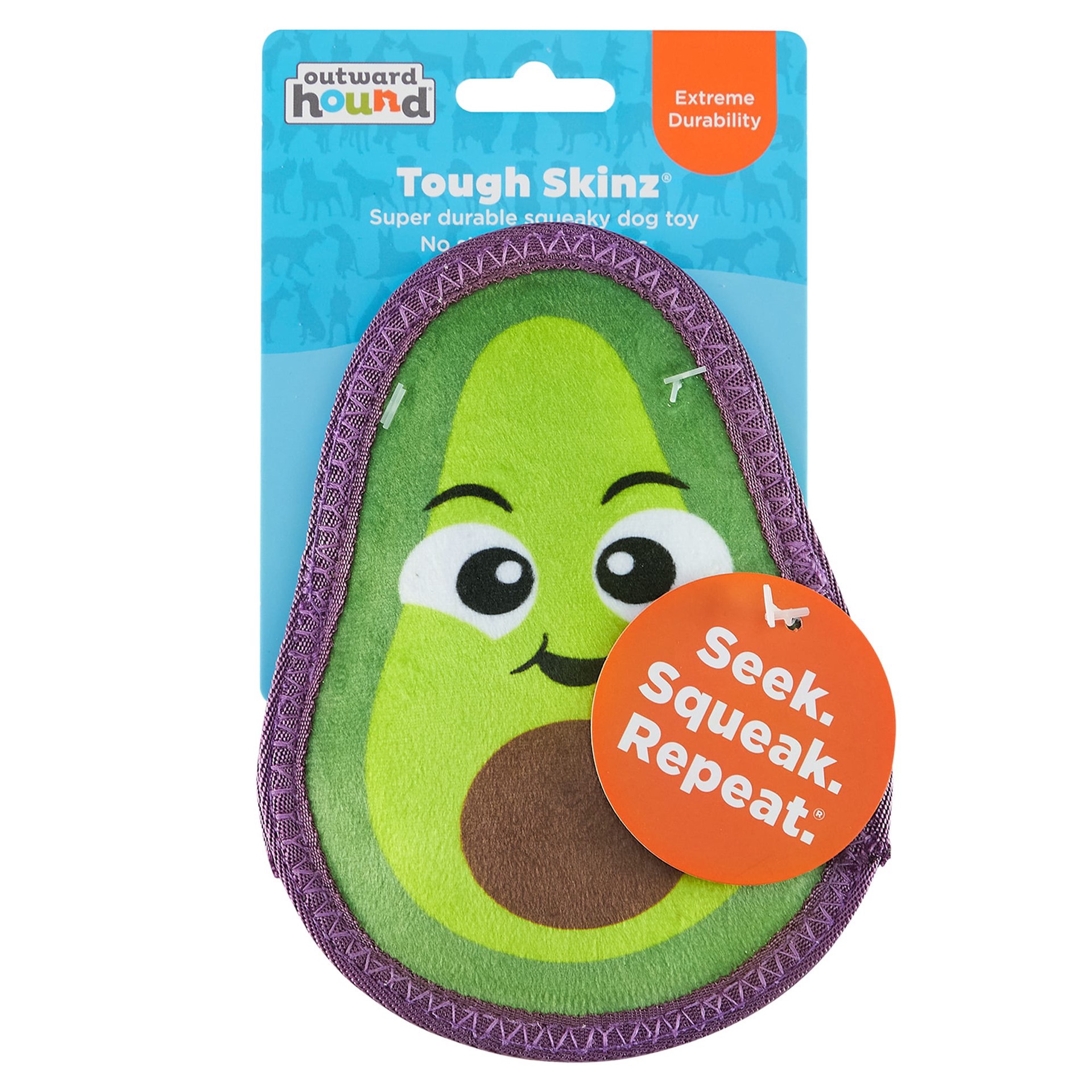 slide 1 of 1, Outward Hound Tough Skinz Avocado Durable Squeaky Dog Toy, Small, 1 ct