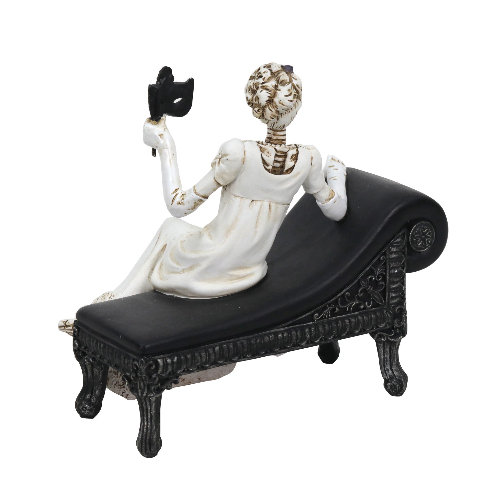 slide 2 of 2, 7" Skeleton Bride With Mask On Chaise Lounge Tabletop Decor By Ashland, 7.01 in x 4.53 in x 6.77 in