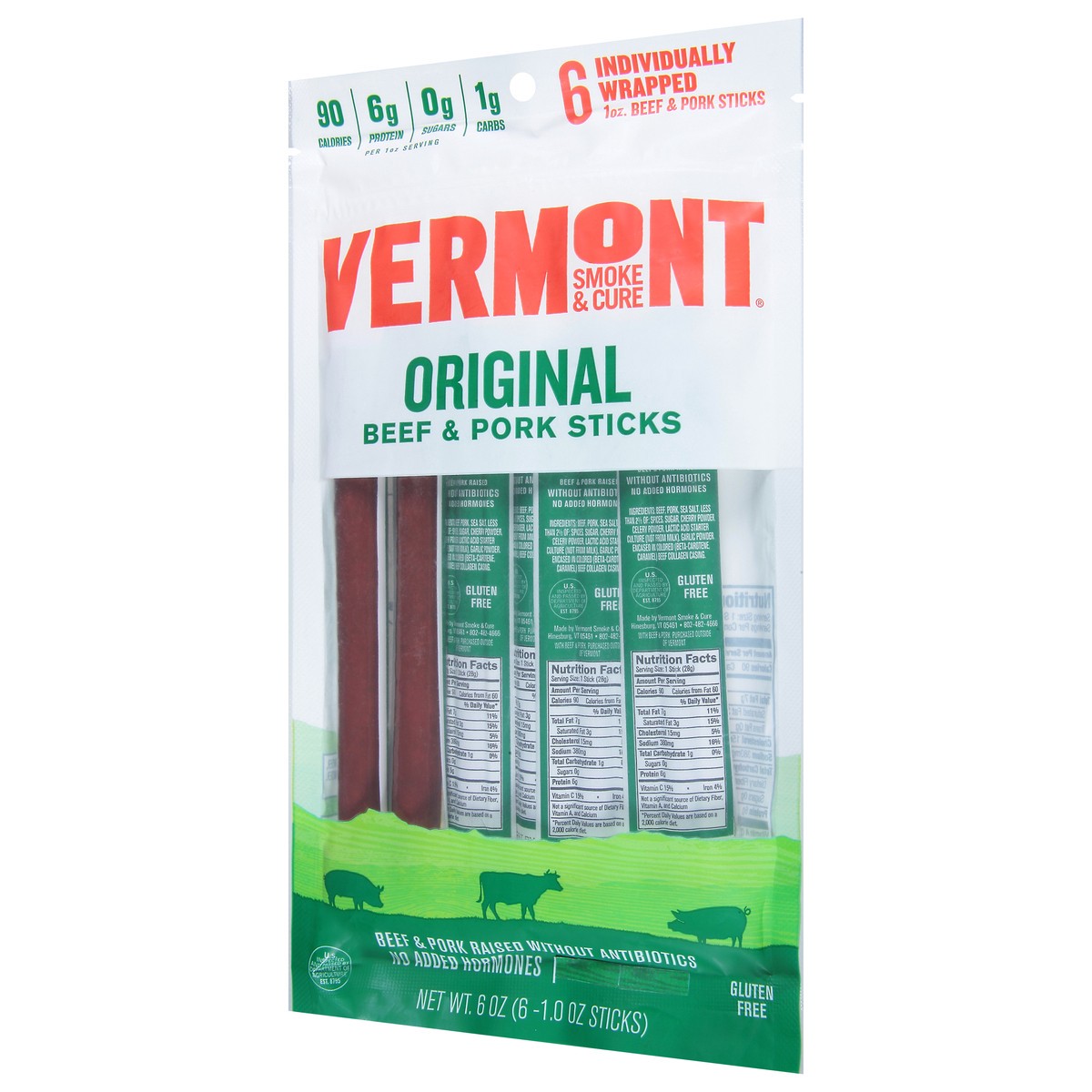 slide 11 of 12, Vermont Smoke & Cure Original Beef & Pork Sticks 6 - 1.0 oz Sticks, 6 ct