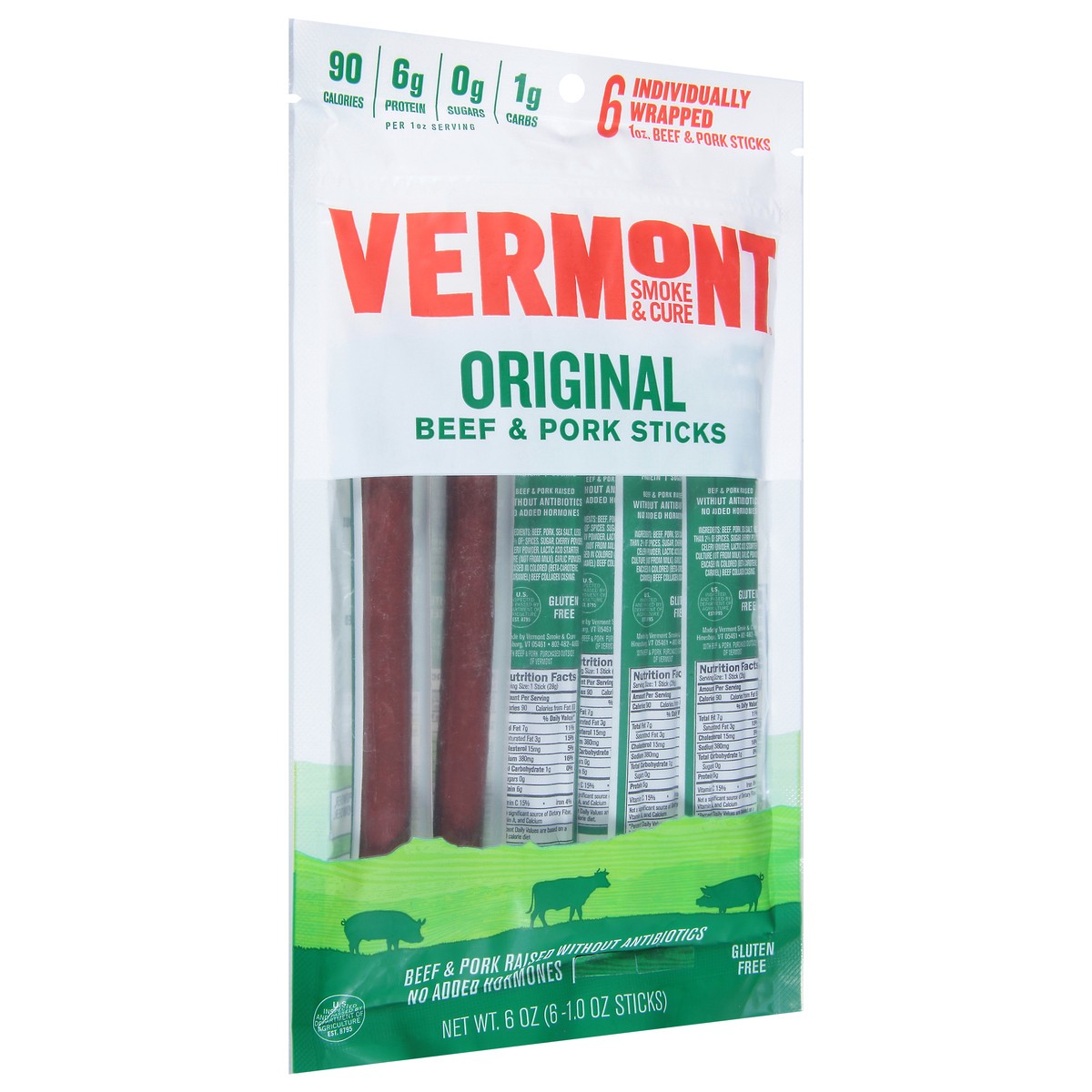 slide 6 of 12, Vermont Smoke & Cure Original Beef & Pork Sticks 6 - 1.0 oz Sticks, 6 ct