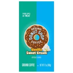 The Original Donut Shop Vanilla Sweet Cream Medium Roast Flavored Ground Coffee, 12 oz Bag
