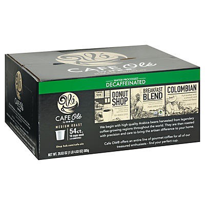 slide 1 of 1, H-E-B Cafe Ole Decaf Donut Shop, Breakfast Blend, & Colombian Medium Roast Single Serve Coffee Cups Variety Pack - 54 ct, 54 ct