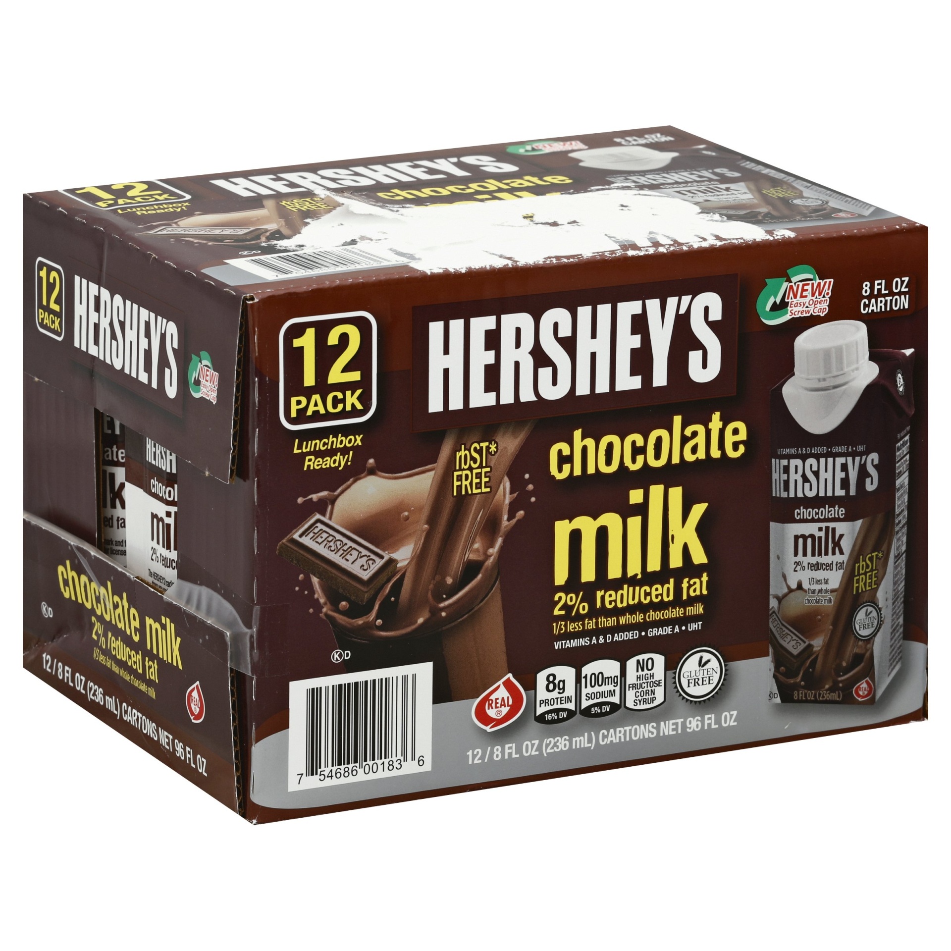 slide 1 of 1, Hershey's Chocolate 2% Reduced Fat Milk, 12 ct