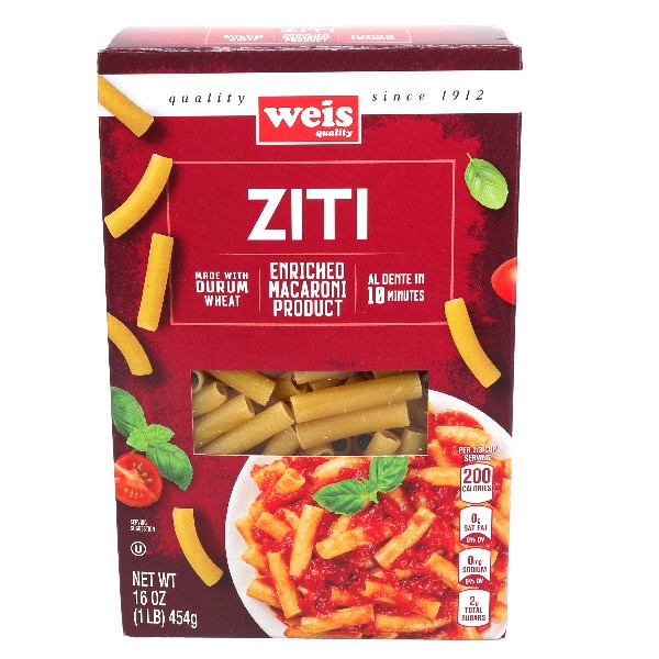 slide 1 of 6, Weis Quality Ziti Pasta, 16 oz