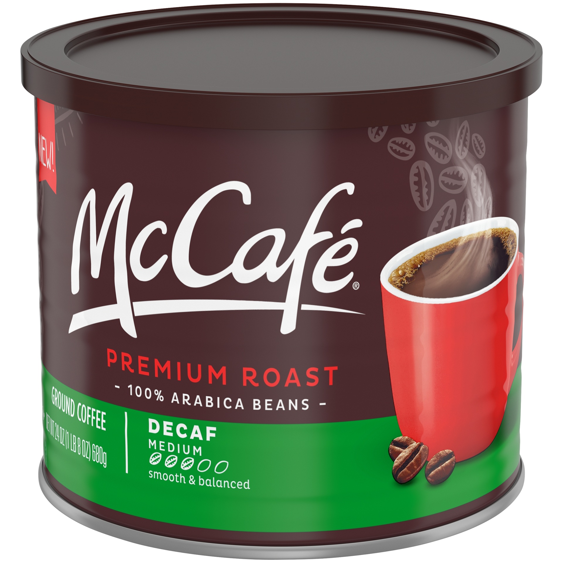 slide 4 of 6, McCafé Premium Roast Decaf Ground Coffee, 24 oz