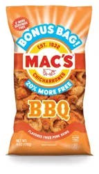 Mac's Chicharrones Bonus Bag Bbq Flavored Fried Pork Skin