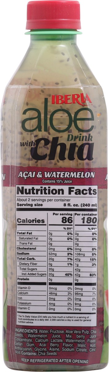 slide 8 of 9, Iberia Acai & Watermelon Aloe Drink With Chia 16.9 fl oz Bottle, 16.9 fl oz