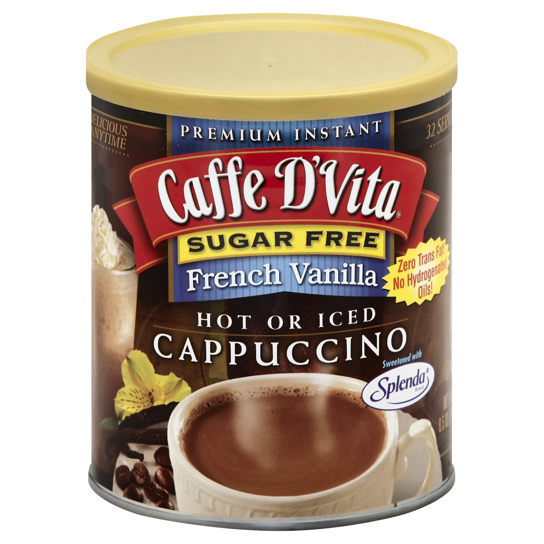 slide 1 of 1, Caffe D'Vita Premium Instant Sugar-Free French Vanilla Cappuccino, 8.5 oz