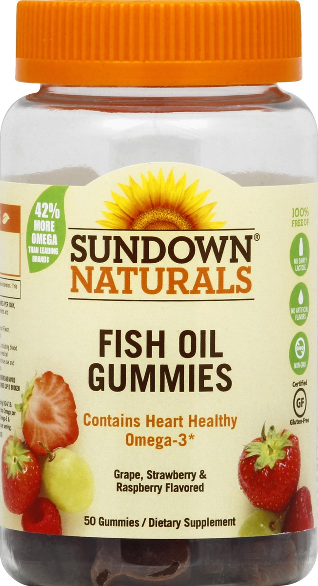 slide 2 of 2, Sundown Naturals Fish Oil & Omega-3 Gummies, 50 ct