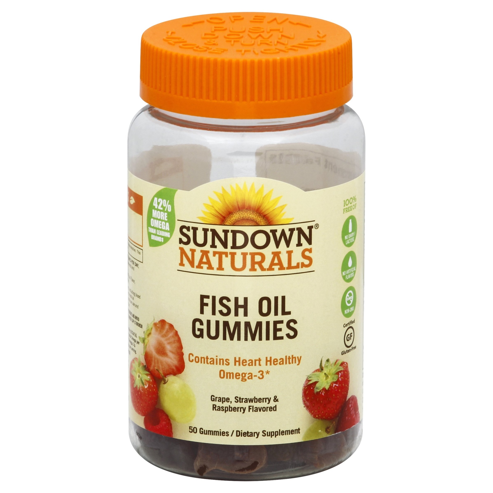 slide 1 of 2, Sundown Naturals Fish Oil & Omega-3 Gummies, 50 ct