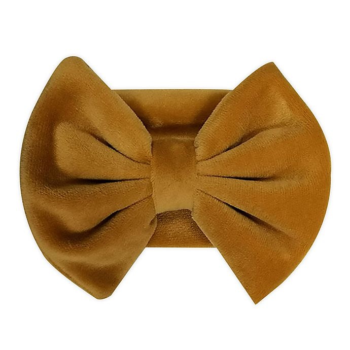 slide 1 of 1, Tiny Treasures Velour Large Bow Headband - Mustard, 1 ct