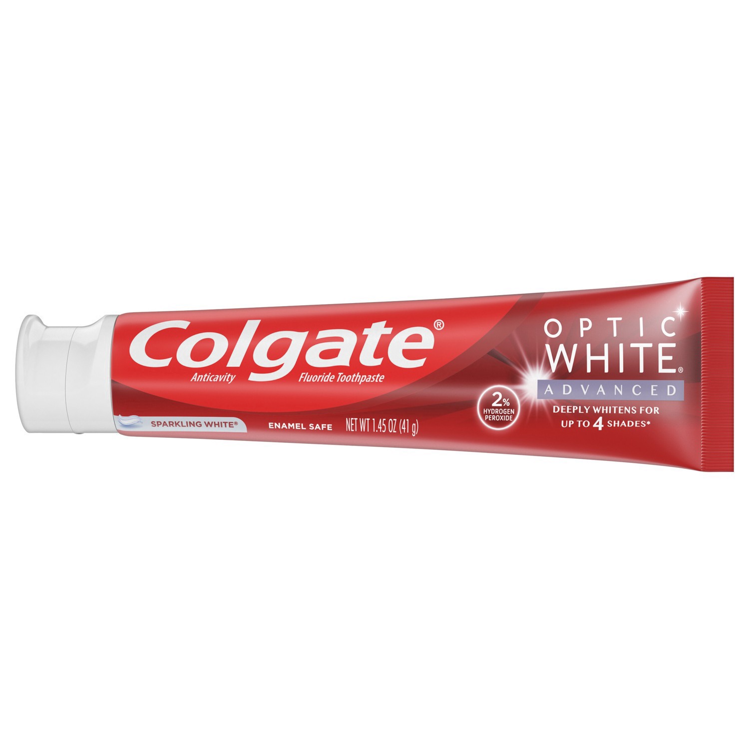 slide 28 of 41, Colgate Optic White Advanced Teeth Whitening Toothpaste, Sparkling White, 1.45 Oz, 1.45 oz