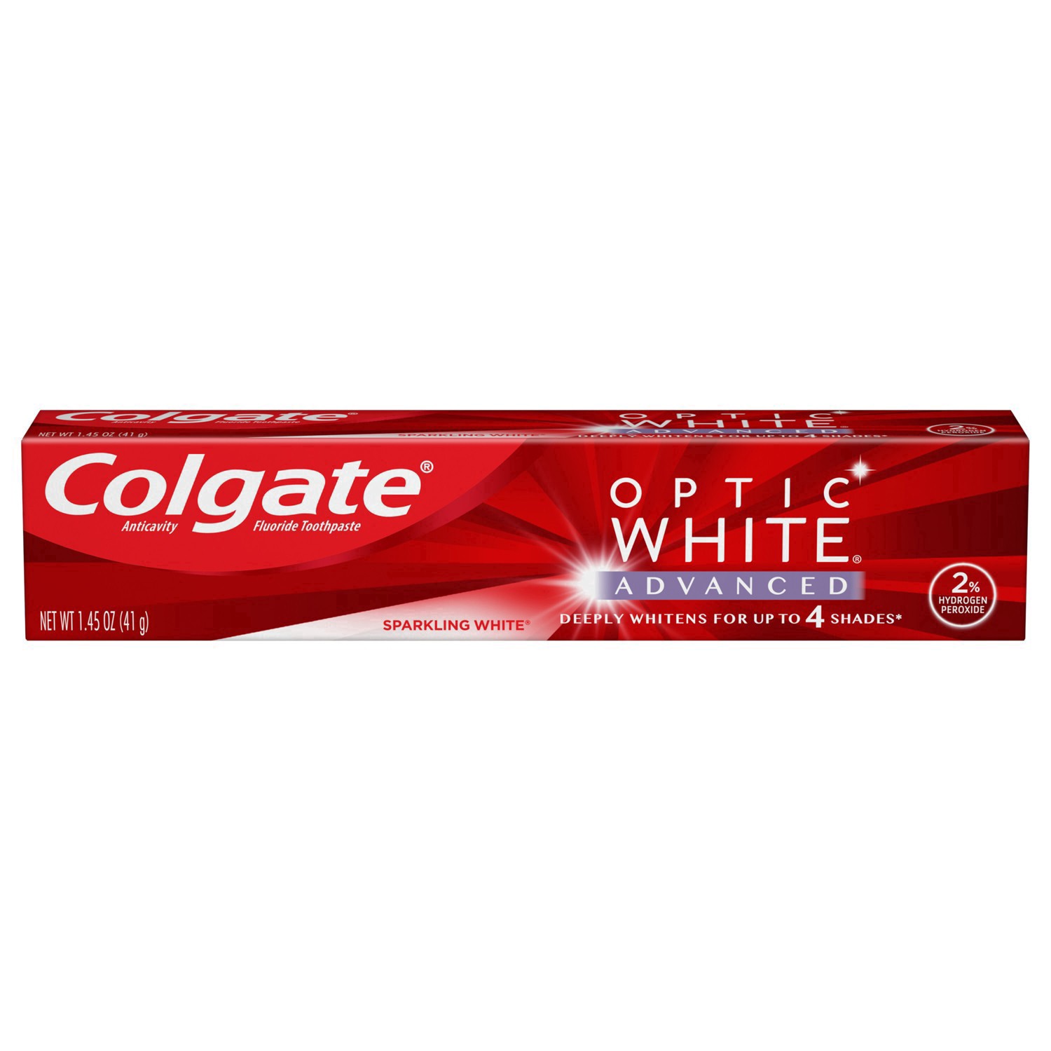 slide 11 of 41, Colgate Optic White Advanced Teeth Whitening Toothpaste, Sparkling White, 1.45 Oz, 1.45 oz