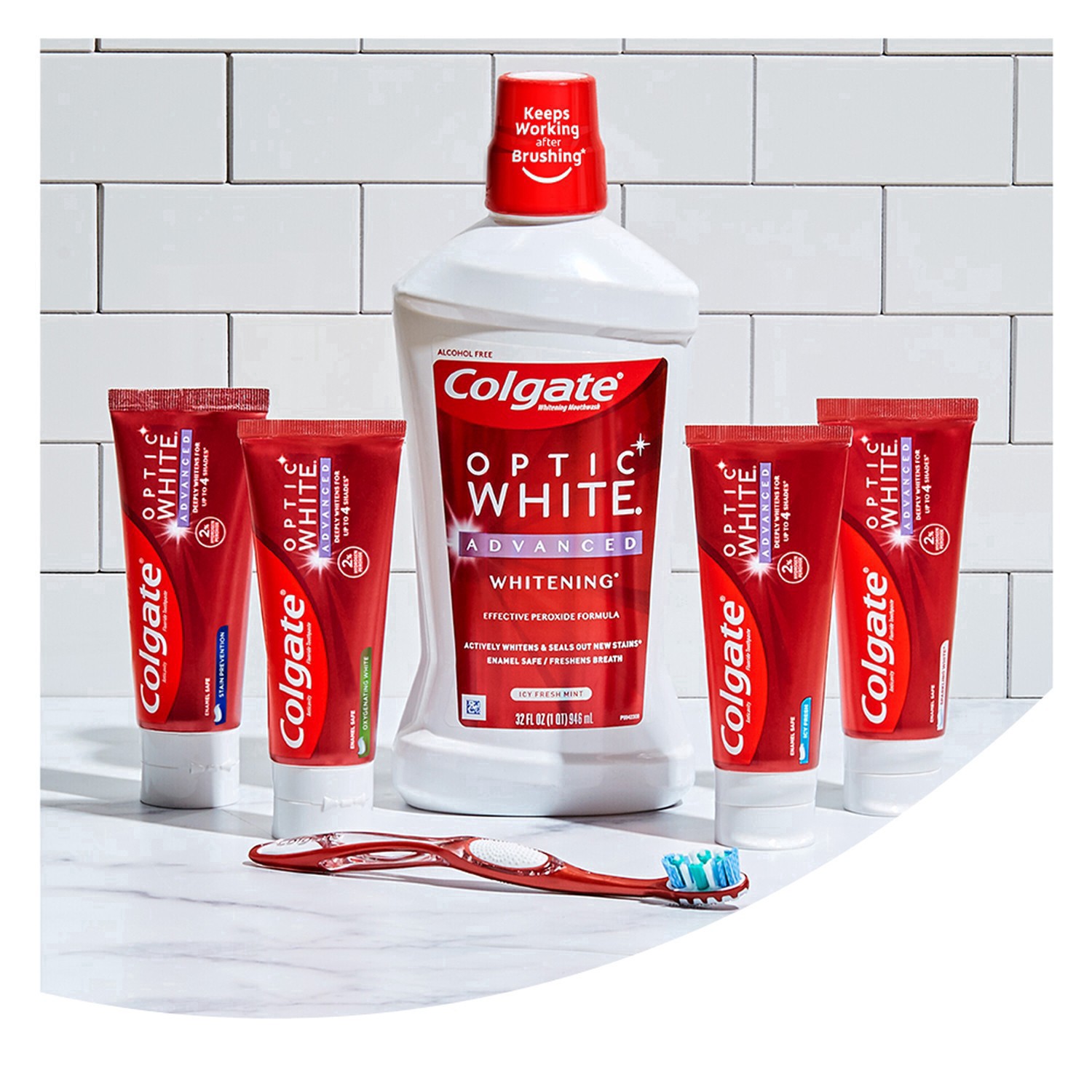 slide 34 of 41, Colgate Optic White Advanced Teeth Whitening Toothpaste, Sparkling White, 1.45 Oz, 1.45 oz