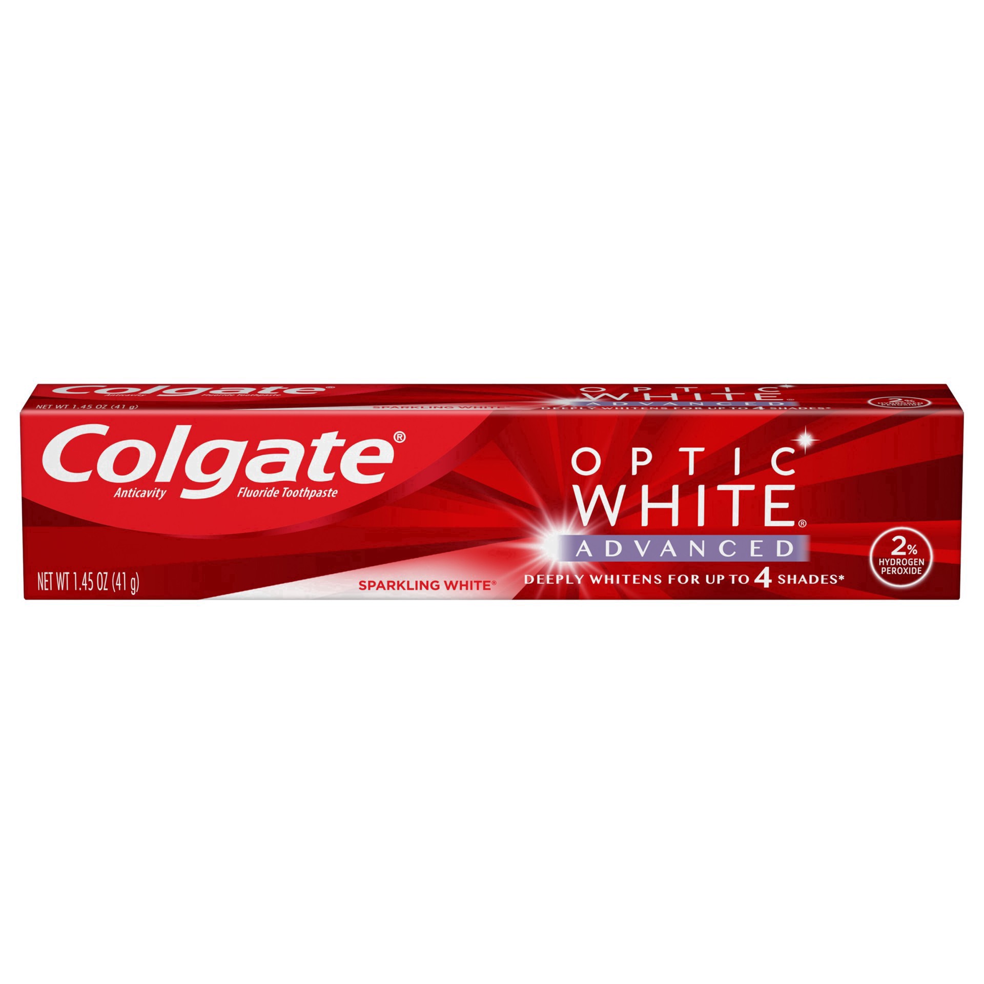 slide 19 of 41, Colgate Optic White Advanced Teeth Whitening Toothpaste, Sparkling White, 1.45 Oz, 1.45 oz