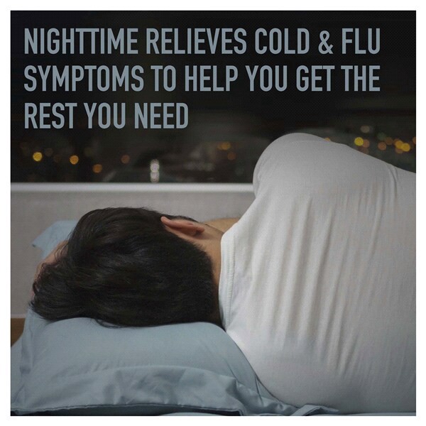 slide 12 of 25, Nighttime Cold & Flu Relief, Pain Reliever, Fever Reducer, Cough Suppressant, Antihistamine, Cherry Flavor, 12 oz