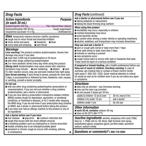 slide 15 of 25, Nighttime Cold & Flu Relief, Pain Reliever, Fever Reducer, Cough Suppressant, Antihistamine, Cherry Flavor, 12 oz