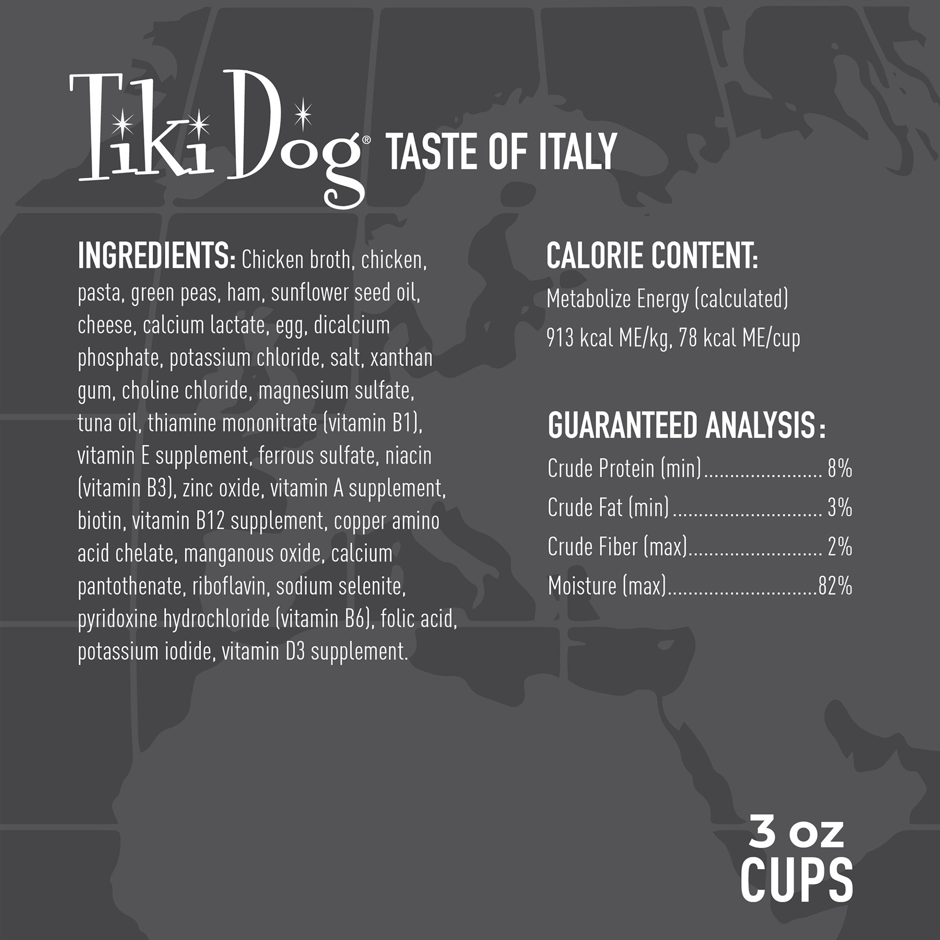 slide 6 of 7, Tiki Dog® Taste Of Italy All Life Stage Wet Dog Food - Chicken & Pasta Carbonara, 3 oz