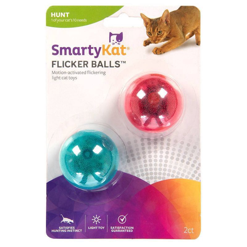 slide 1 of 6, SmartyKat Flicker Balls Cat Toy - 2 pk, 2 ct