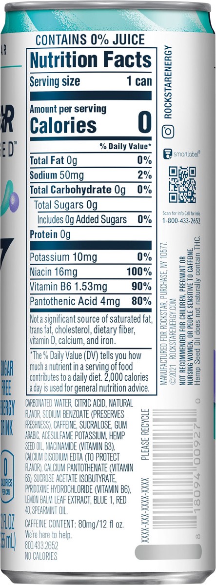 slide 2 of 5, Rockstar Unplugged Sugar Free Energy Drink Blueberry 12 Fl Oz Can, 