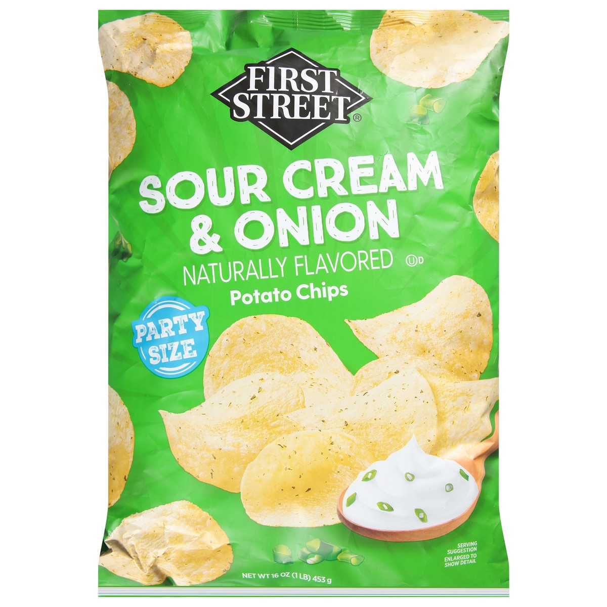 slide 1 of 6, First Street Sour Cream And Onion Potato Chips, 16 oz