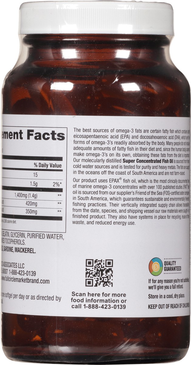 slide 5 of 9, Full Circle Market High Potency Fish Oil Softgels, 90 ct