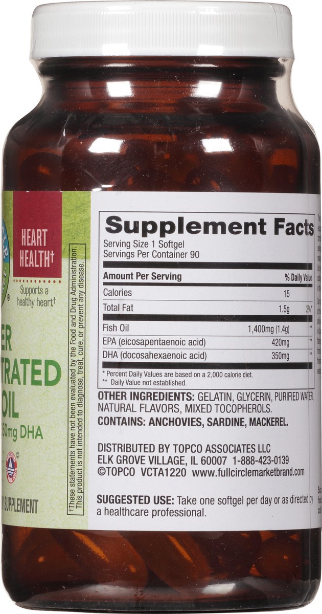slide 2 of 9, Full Circle Market High Potency Fish Oil Softgels, 90 ct