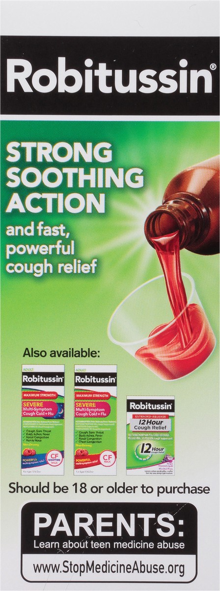 slide 8 of 9, Robitussin Adult Maximum Strength Cough + Chest Congestion DM Max (4 fl. oz. Bottle), Non-Drowsy Cough Suppressant & Expectorant, Raspberry Flavor, 4 oz