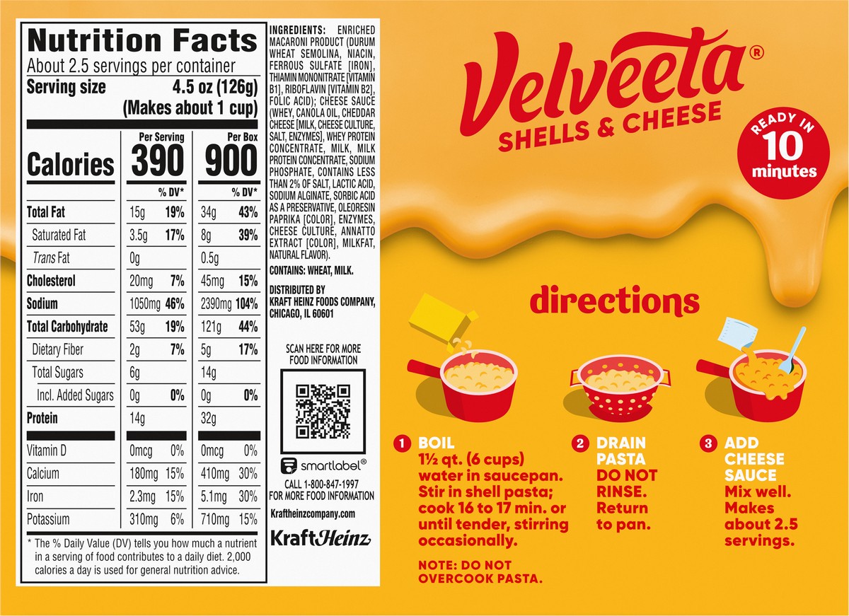 slide 5 of 9, Velveeta Shells & Cheese Jumbo Shell Pasta & Cheese Sauce Meal, 10.1 oz Box, 10.1 oz