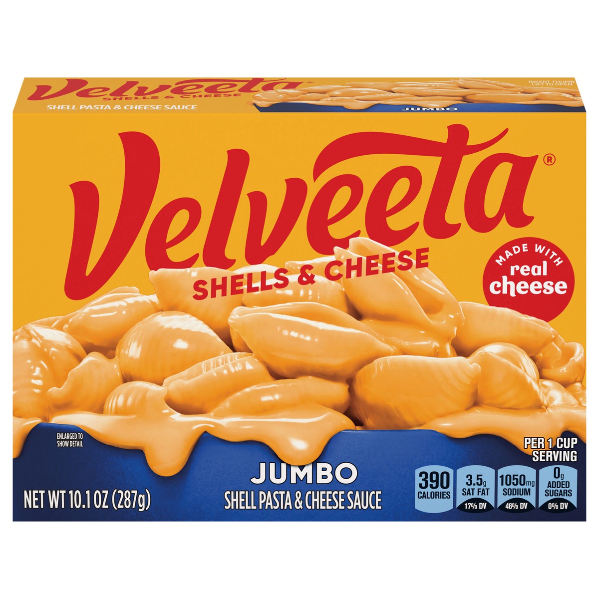 slide 1 of 9, Velveeta Shells & Cheese Jumbo Shell Pasta & Cheese Sauce Meal, 10.1 oz Box, 10.1 oz