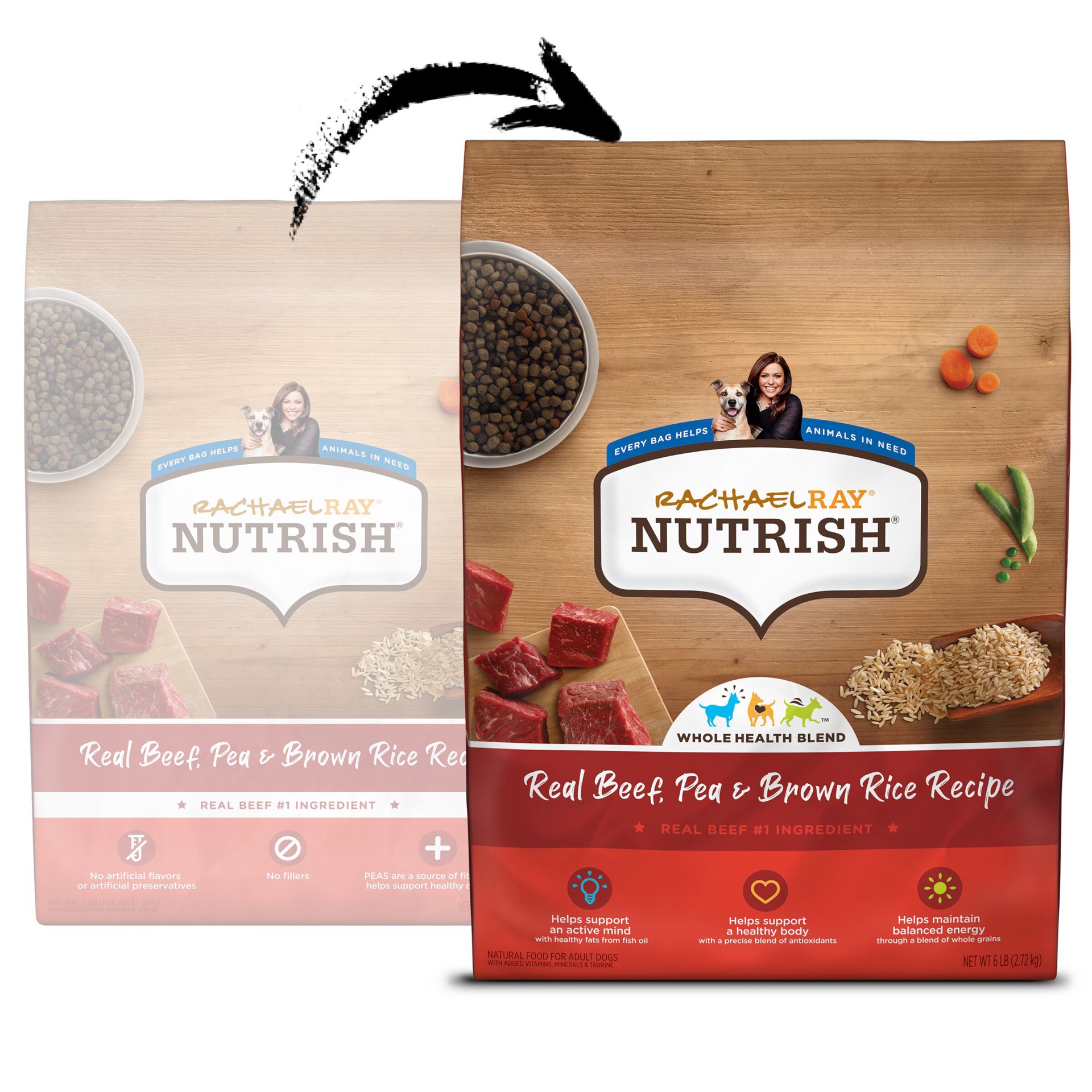 slide 2 of 10, Rachael Ray Nutrish Real Beef, Pea & Brown Rice Recipe Dry Dog Food, 6 lb. Bag, 6 lb