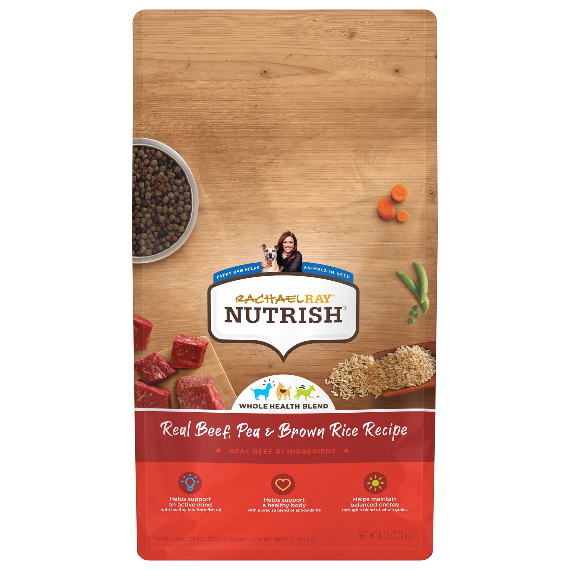 slide 1 of 10, Rachael Ray Nutrish Real Beef, Pea & Brown Rice Recipe Dry Dog Food, 6 lb. Bag, 6 lb