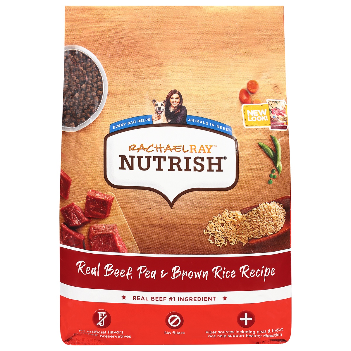 slide 1 of 2, Rachael Ray Nutrish Food For Dogs Real Beef Pea & Brown Rice Recipe Adult, 6 lb