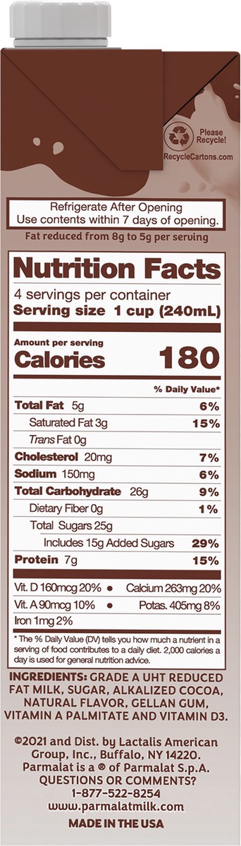 slide 2 of 8, 6/32 Fl. Oz. Parmalat Chocolate Uht 2% Reduced Fat Milk, 32 fl oz