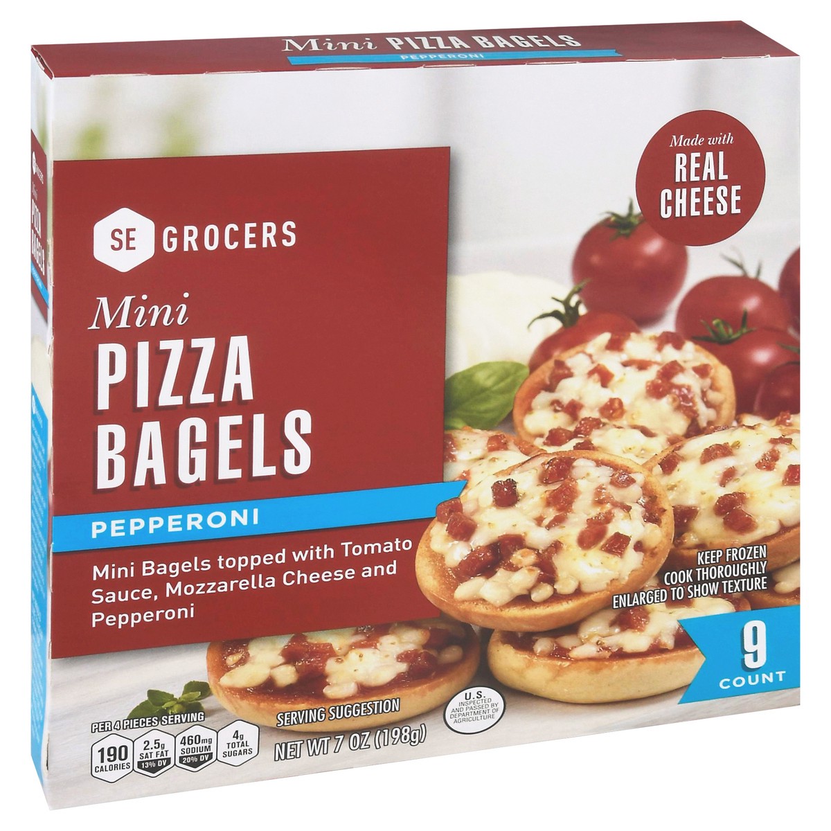 slide 2 of 4, SE Grocers Mini Pepperoni Pizza Bagels 9 Count, 9 ct