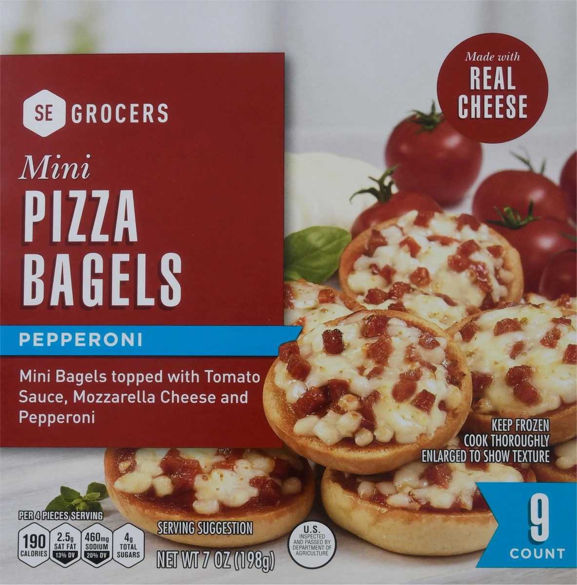 slide 1 of 4, SE Grocers Mini Pepperoni Pizza Bagels 9 Count, 9 ct