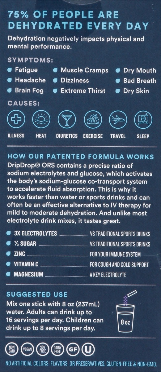 slide 3 of 9, DripDrop ORS Electrolyte Powder - 8 ct, concord grape, 8 ct