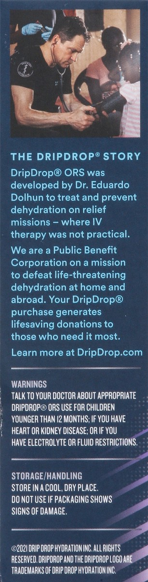 slide 9 of 9, DripDrop ORS Electrolyte Powder - 8 ct, concord grape, 8 ct