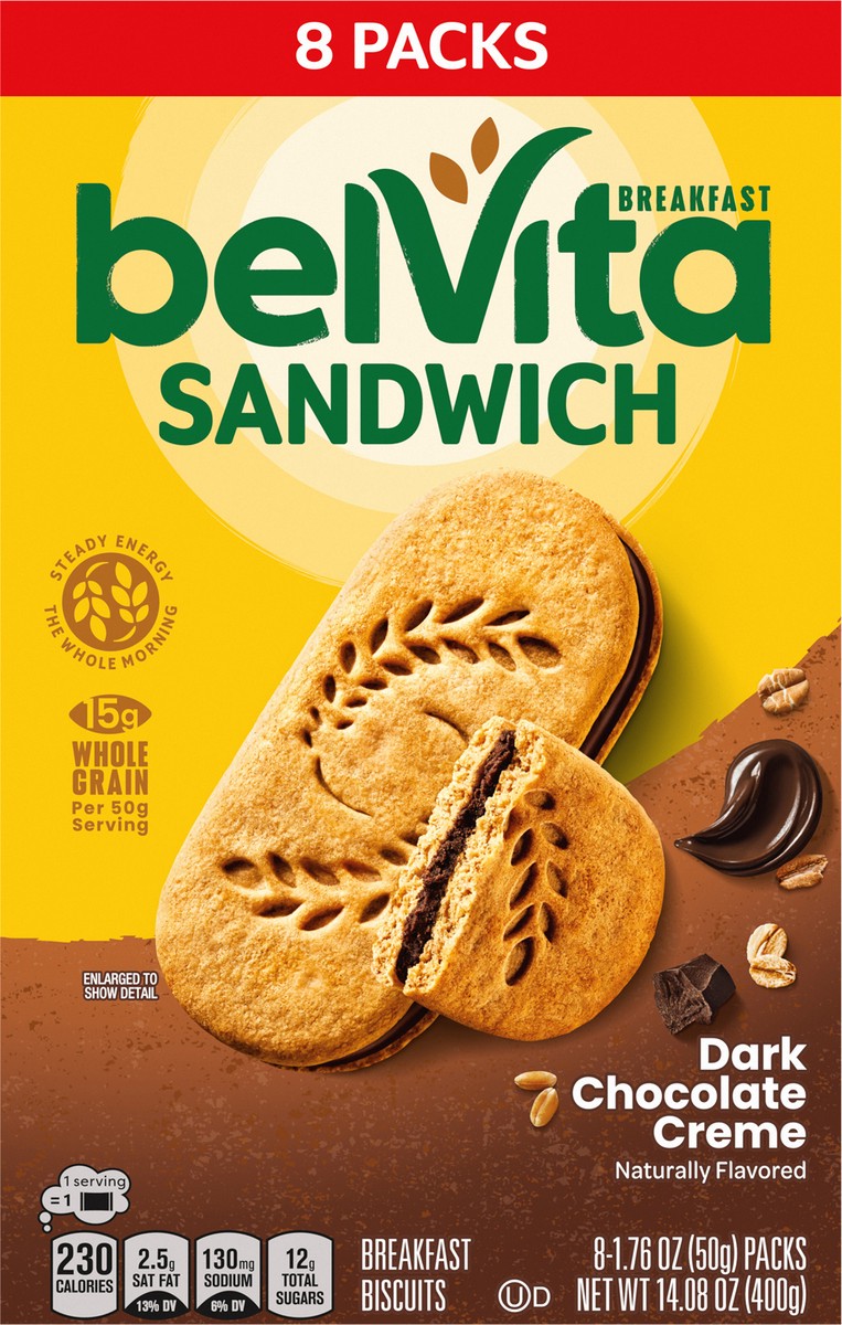 slide 6 of 9, belVita Sandwich Dark Choco Crème - 8ct, 8 ct; 1.76 oz