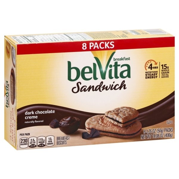 belVita Sandwich Dark Chocolate Creme Breakfast Biscuits 8 ct; 1.76 oz ...