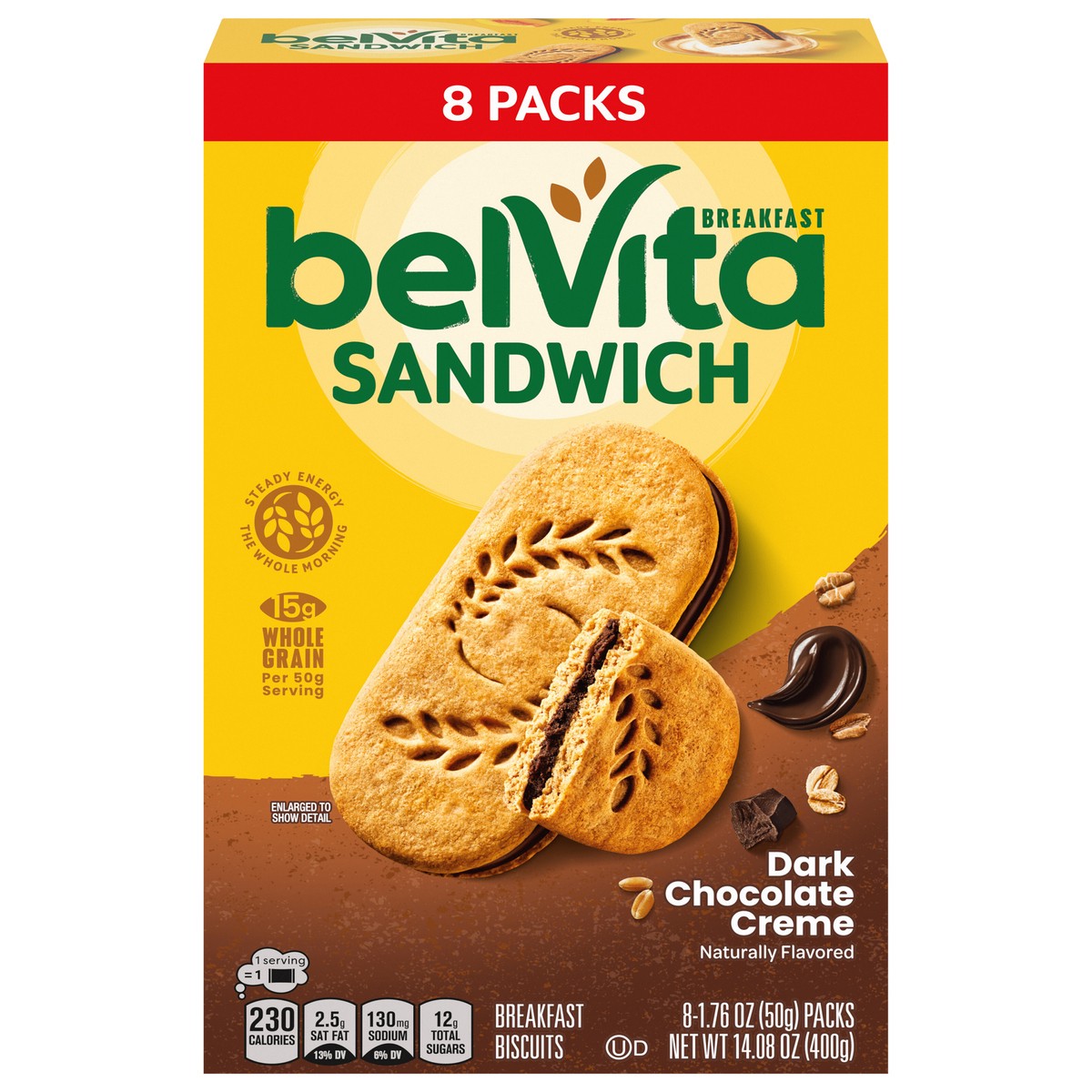 slide 1 of 9, belVita Sandwich Dark Choco Crème - 8ct, 8 ct; 1.76 oz