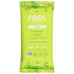 Feel Energy Matcha Latte + 65 mg Caffeine Plant Protein Bar 2 oz